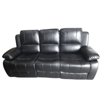 Outlet Valencia Black Leather 3 Seater Manual Recliner Sofa - Furniture Instore