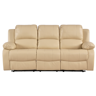 Valencia Cream Leather Electric Recliner 3 Seater Sofa