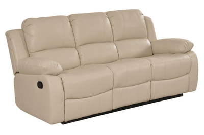Valencia Cream Leather 3 Seater Manual Recliner Sofa