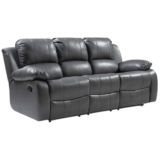 Gray leather reclining sofa on a white background