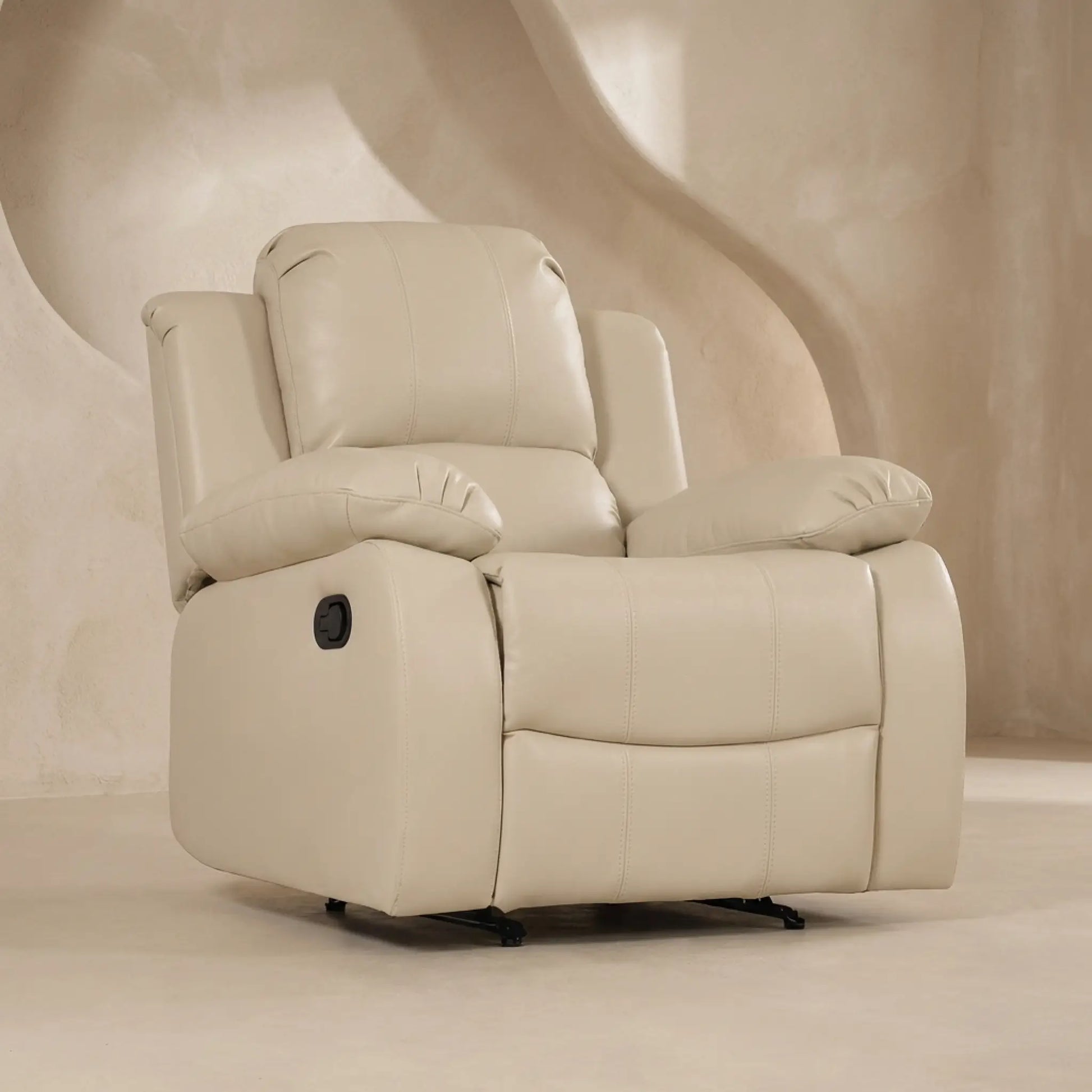 Valencia Cream Leather Manual Recliner 1 seater
