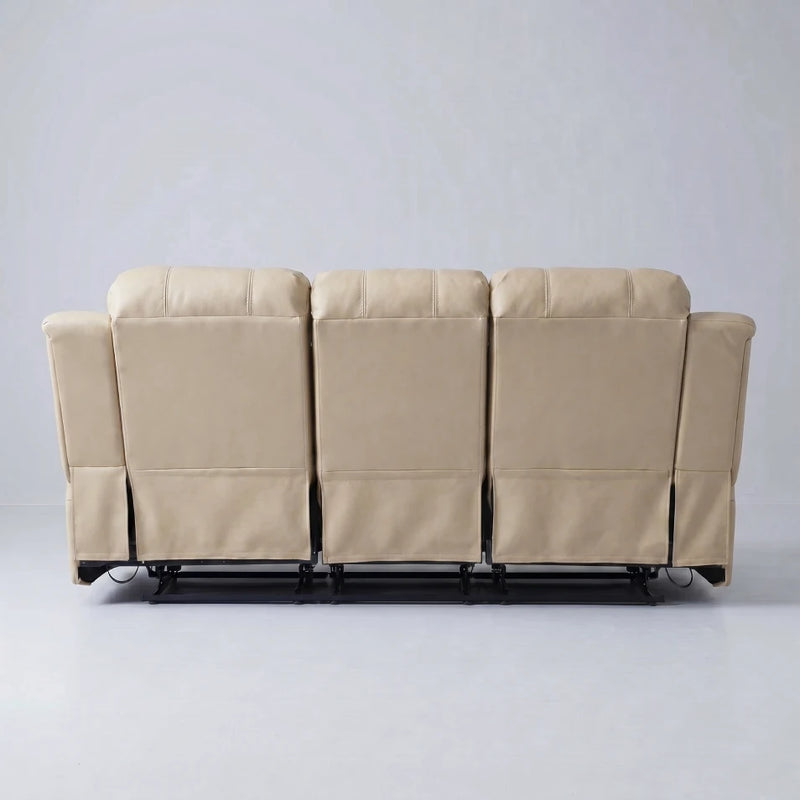 Valencia Cream Leather Manual Recliner 3+1+1 Seater Sofa Set