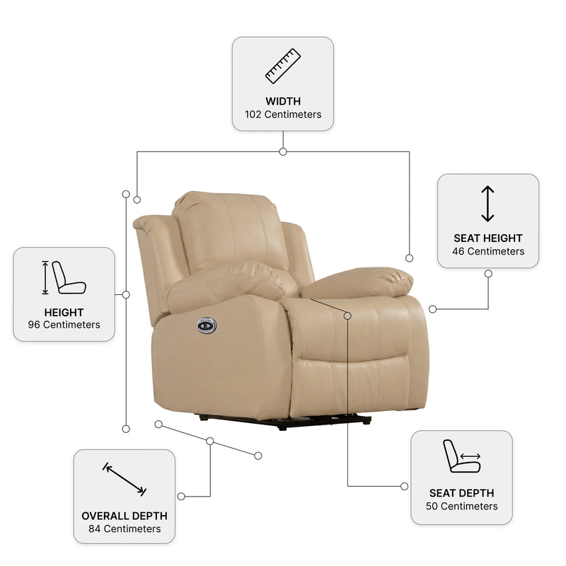 Valencia Cream Leather Electric Recliner 2+1+1 Sofa Set