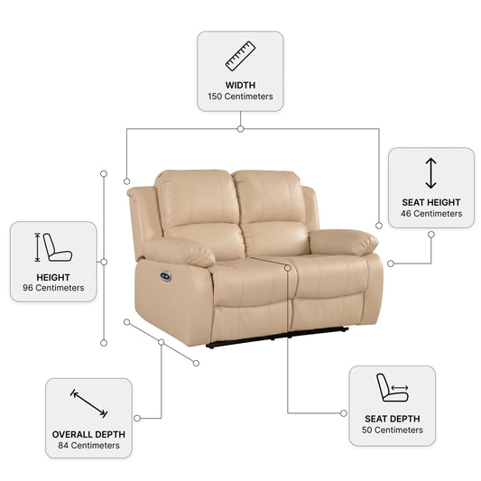 Valencia Cream Leather Electric Recliner 2+1 Sofa Set