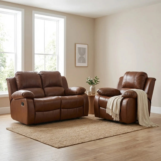 Valencia Tan Leather 2+1 Seater Sofa Set