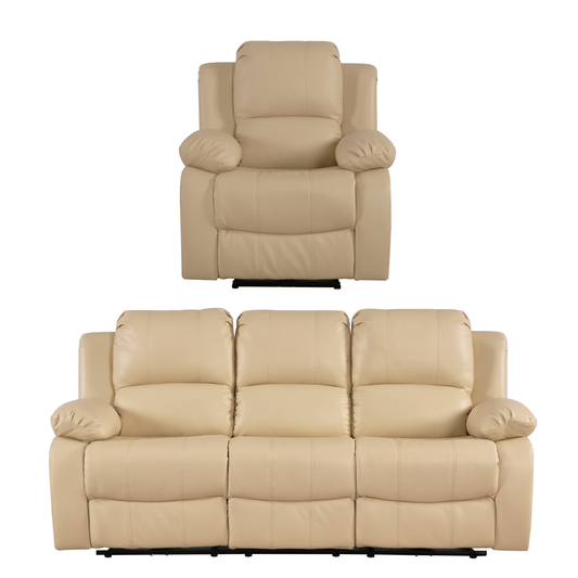 Beige recliner sofa set on a white background