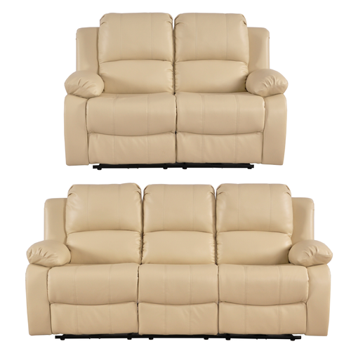 Valencia Cream Leather Electric Recliner 3+2 Seater Sofa Set