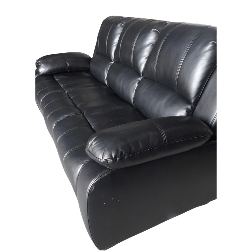Outlet Valerie Black Leather 3 Seater Sofa - Furniture Instore