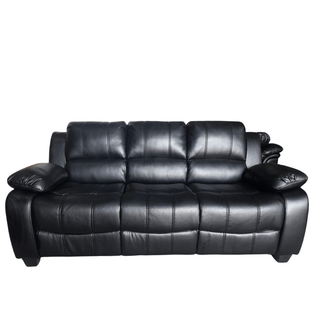 Outlet Valerie Black Leather 3 Seater Sofa - Furniture Instore