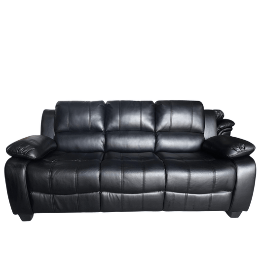 Outlet Valerie Black Leather 3 Seater Sofa - Furniture Instore
