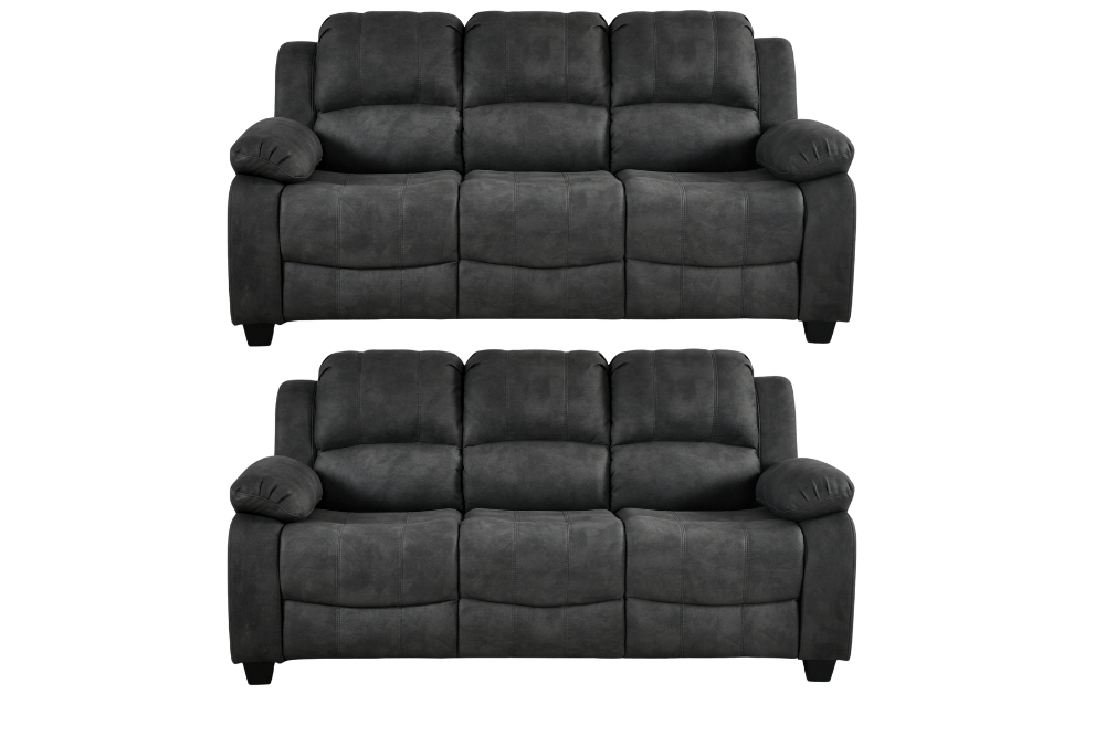 Valerie Charcoal Fabric 3+3 Seater Sofa Set - Furniture Instore