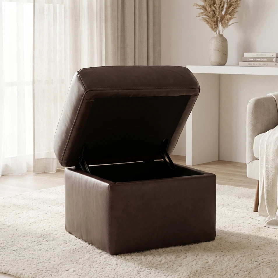 Valerie Brown Leather Footstool
