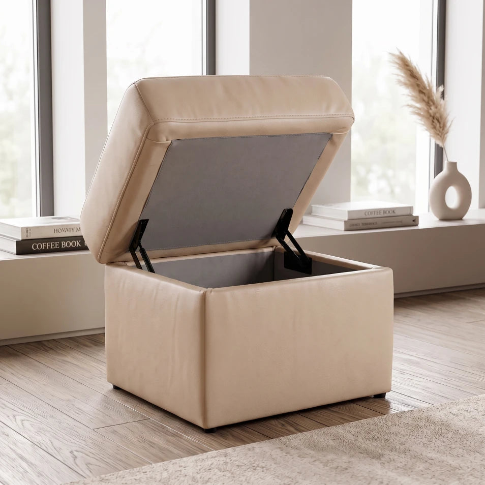 Valerie Cream Leather Footstool