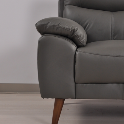 Vantage Grey 2-Seater Sofa, Closeup View in Roomset, Modern Minimal Design