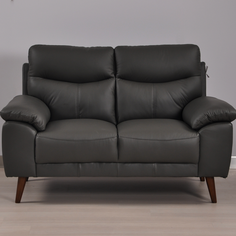 Vantage Grey 2-Seater Sofa, Front View in Roomset, Modern Minimal Design