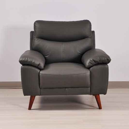 Vantage Grey Armchair in roomset, front-facing, modern design, stylish and comfortable seating