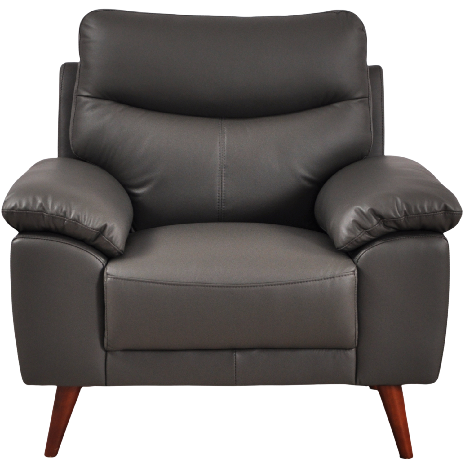 Vantage Grey Armchair, front-facing on white background, modern design, stylish and comfortable seating