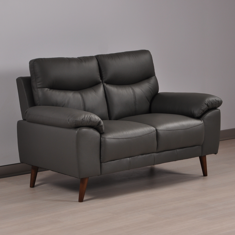 Vantage Grey 2-Seater Sofa, Angled View in Roomset, Modern Minimal Design