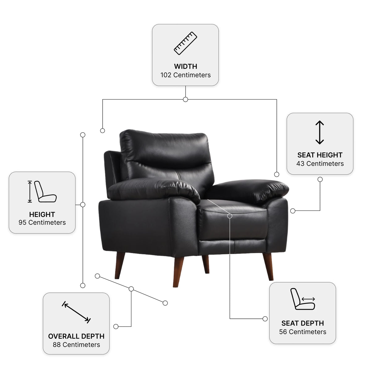 Vantage Genuine Leather Grey Armchair - Furniture Instore