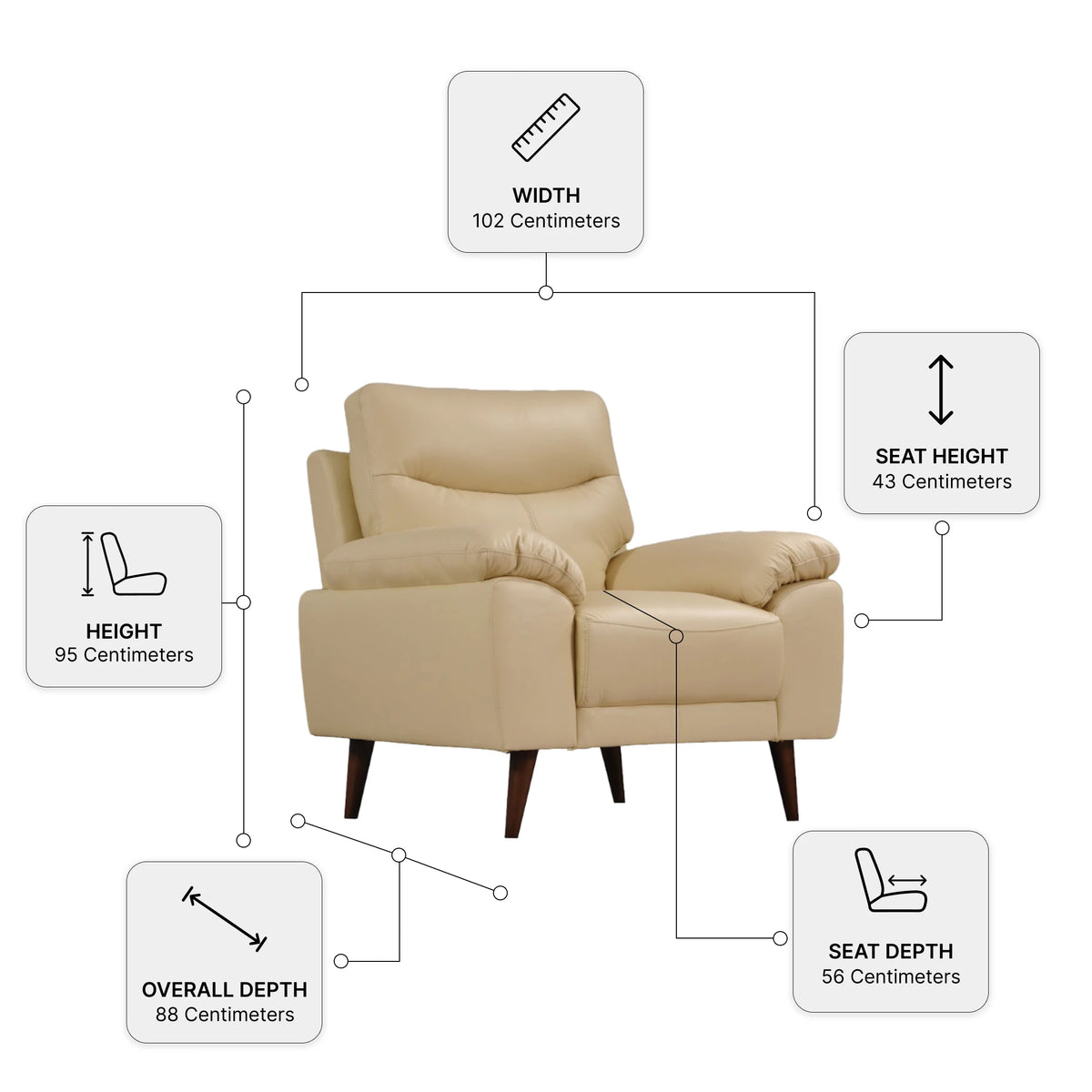Vantage Genuine Leather cream Armchair - Furniture Instore
