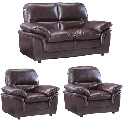 Verona Brown Leather 2+1+1 Seater Sofa Set