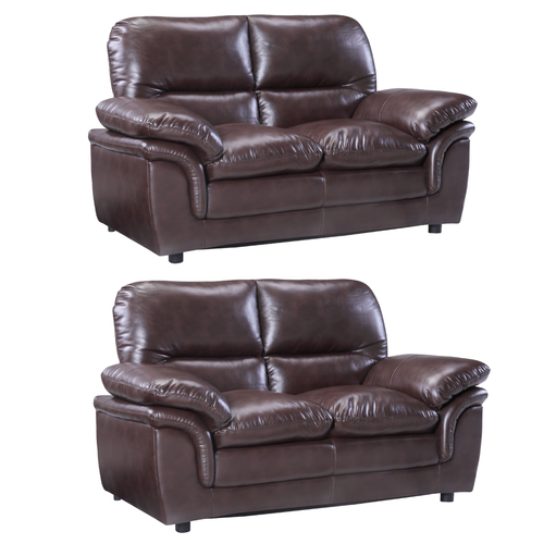 Verona Brown Leather 2+2 Seater Sofa Set