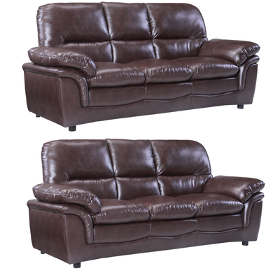 Verona Brown Leather 3+3 Seater Sofa Set