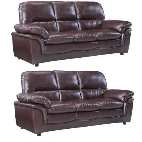 Verona Brown Leather 3+3 Seater Sofa Set