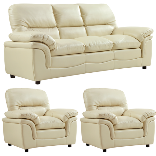 Verona Cream Leather 3+1+1 Seater Sofa Set