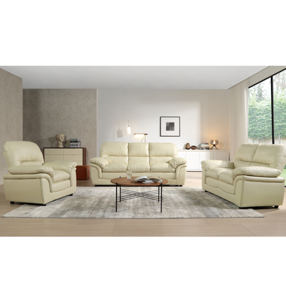 Verona Cream Leather 3+2+1 Seater Sofa Set