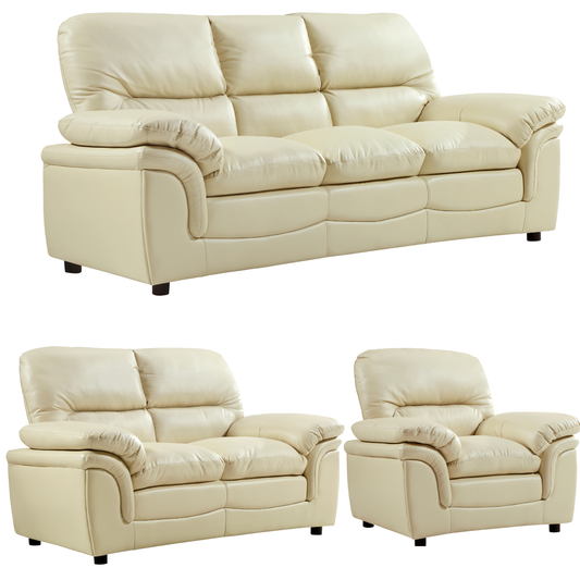 Verona Cream Leather 3+2+1 Seater Sofa Set