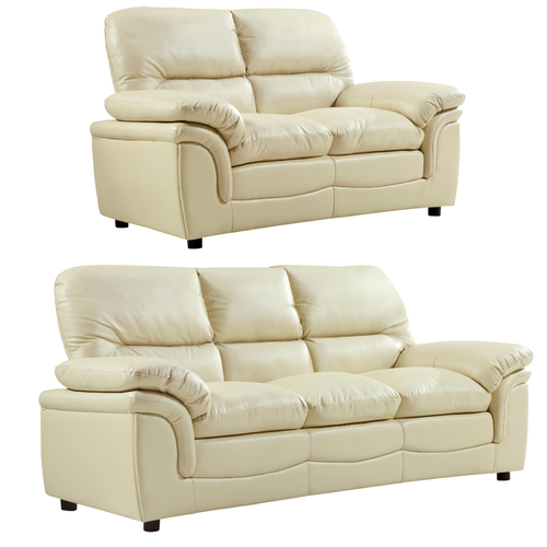 Verona Cream Leather 3+2 Seater Sofa Set
