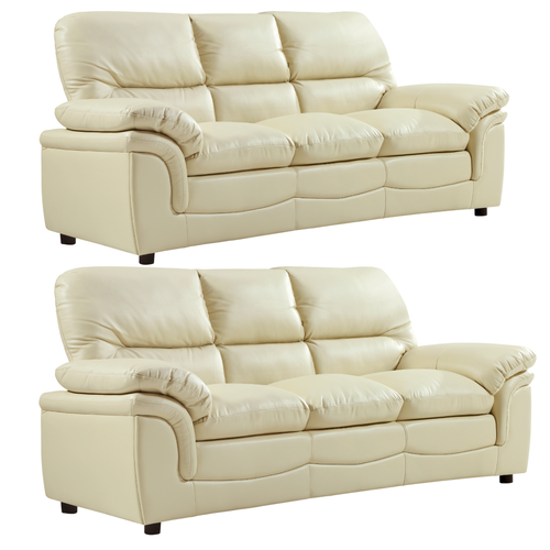 Verona Cream Leather 3+3 Seater Sofa Set