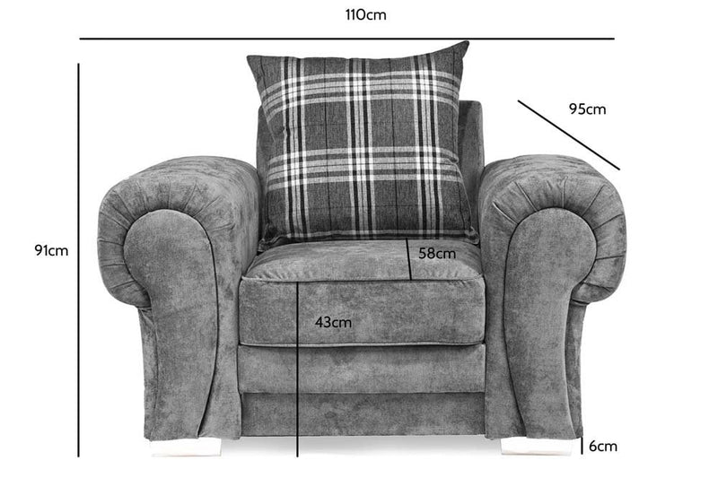 Outlet Verona Scatter Grey Fabric Armchair - Furniture Instore