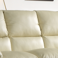 Beige leather sofa with a soft texture