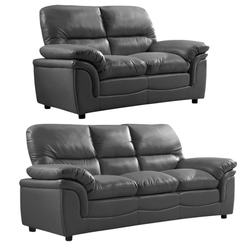 Verona Grey Leather 2+2 Seater Sofa Set