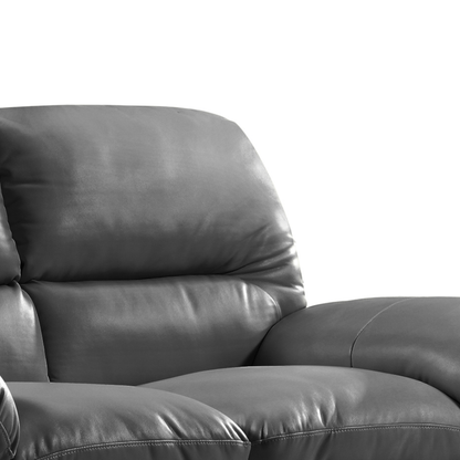 Gray leather recliner chair on a white background