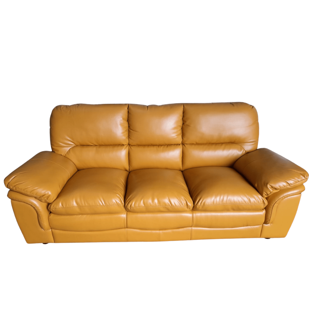 Outlet Verona Mustard Leather 3 Seater Sofa - Furniture Instore