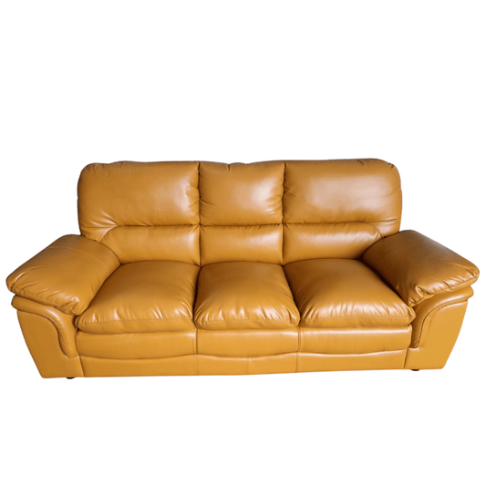 Outlet Verona Mustard Leather 3 Seater Sofa - Furniture Instore