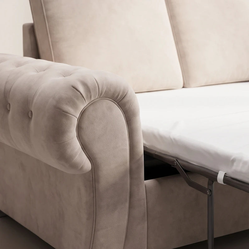 Verona High Back Cream Fabric 3 Seater Sofa Bed