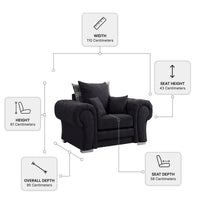 Verona Fabric Scatter Back Black Measurement