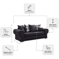 Verona Fabric Scatter Back Black Measurement