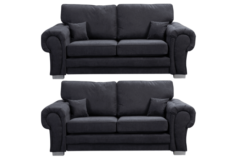 Verona High Back Black Fabric 3+3 Seater Sofa Set - Furniture Instore
