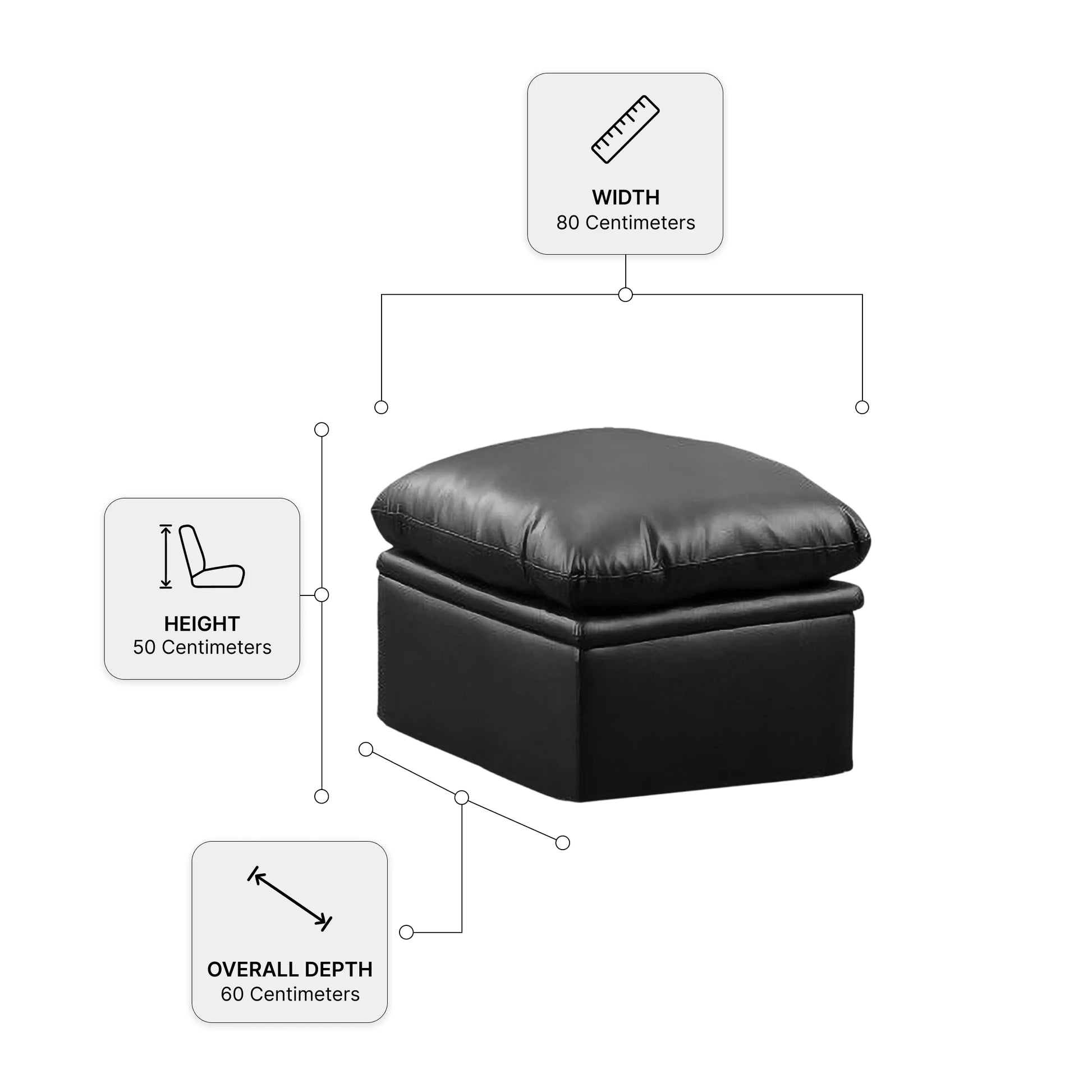 Verona Leather Black Measurement