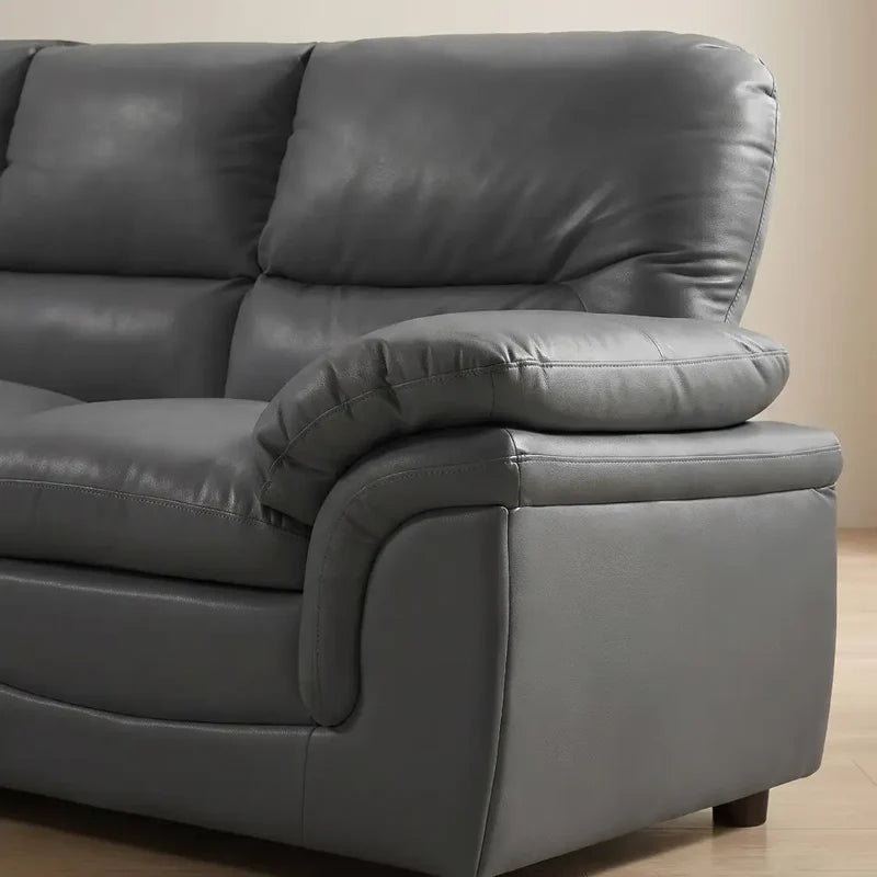 Verona Grey Leather 3+3 Sofa