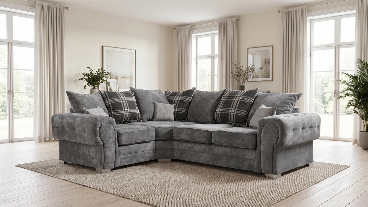 Verona Scatter Grey Fabric Left Corner Sofa