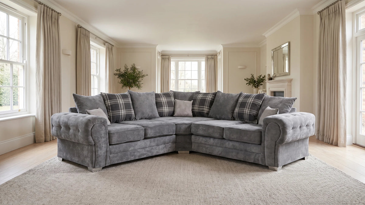Verona Scatter Grey Fabric Corner Sofa