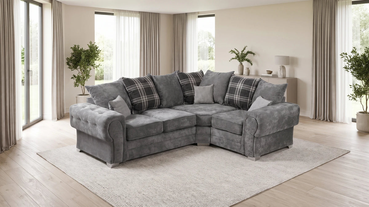 Verona Scatter Grey Fabric Right Corner Sofa