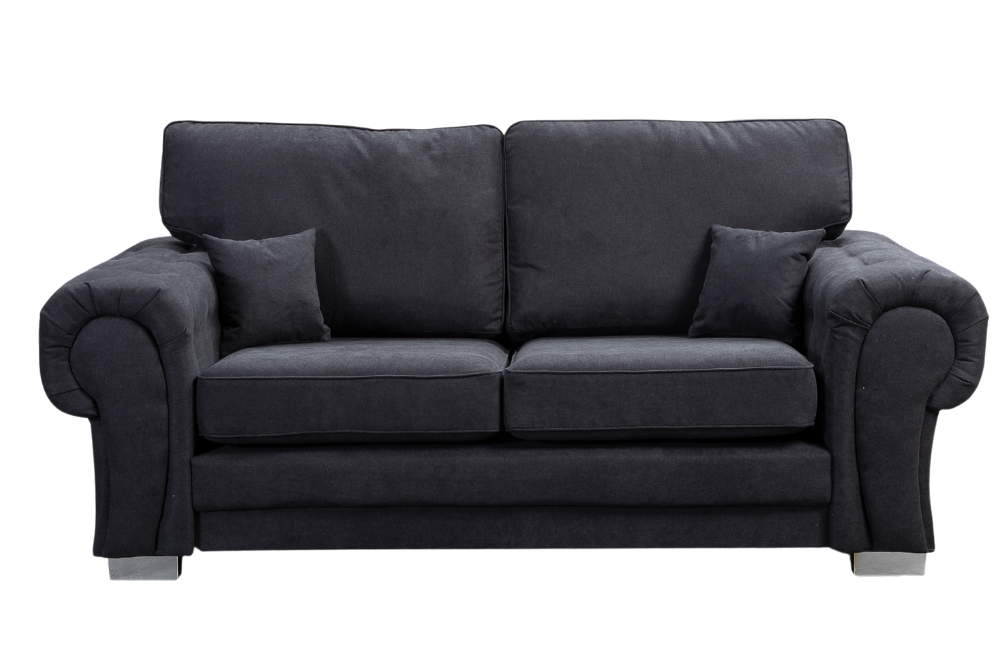Verona High Back Black Fabric 3+3 Seater Sofa Set