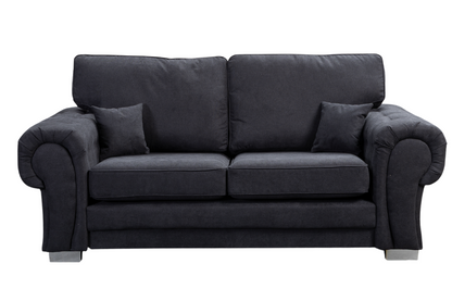 Verona High Back Black Fabric 3+3 Seater Sofa Set